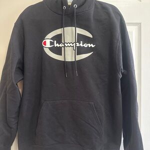 Champion Black Hoodie with Gray Logo